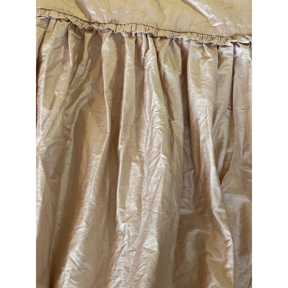 Vtg Anne Gish Pink Iridescent DeLorme Silk Twin Comforters Set of 2, 22” Ruffle